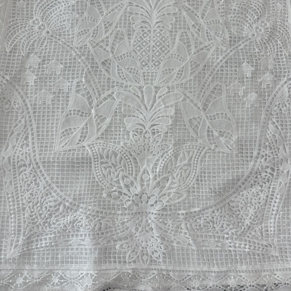 Farm Rio White Guipure Crochet Lace Midi Skirt, Coastal Bridal Boho Beachy Large - Picture 10 of 16